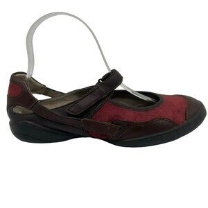 Palladium Mary Jane Comfort Shoes‎ Women 7 Suede Leather Adjustable Red Brown